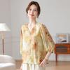 2026 New Chinese Style Spring/Summer Seven-Sleeve Chiffon Top for Middle-Aged and Elderly Women