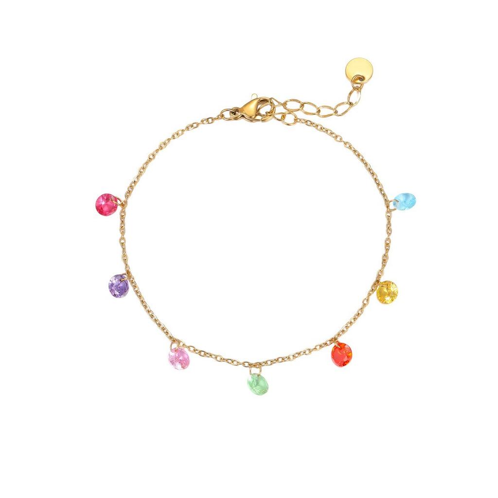 Hot-selling Color Zircon Series Stainless Steel Necklace  Fashionable French Exquisite Temperament Collarbone Chain 