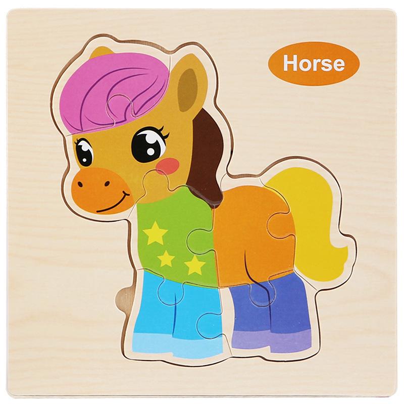 Wooden Cartoon Animal & Transport Puzzle for Toddlers, Educational Toy for Ages 2-3