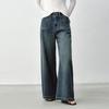 Jingdong Jingzao Women's High-Waist Wide-Leg Drapey Jeans