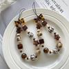 Meilade Leopard Print Bow Star Phone Lanyard & DIY Wrist Chain Keychain Pendant