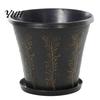 Sturdy Gardening Pot with Ventilation 8" Retro Flower Saucer, Thickened Plastic Planter Drainage Hole, Home Decor Plant Anti-Aging, Peacock