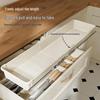 Retractable Drawer Storage Box - Cream White for Kitchen Tableware and Stationery Organizing, Combinable Household Organizer.