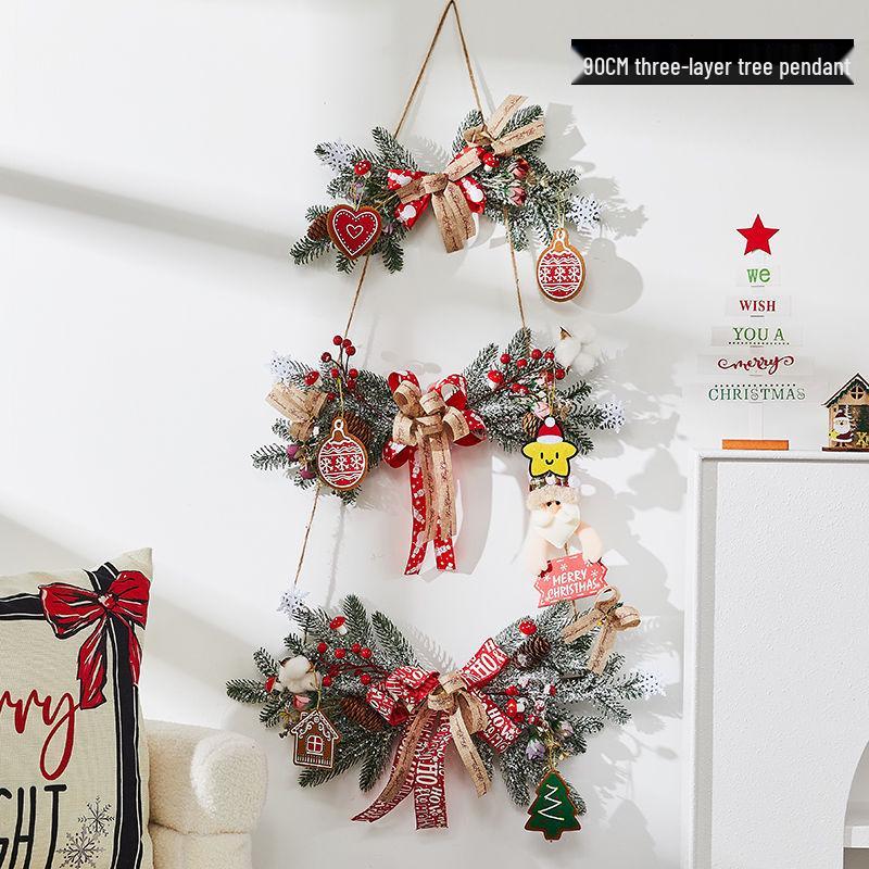 Rattan Christmas Wreath Hanging Ornament for Door & Wall Decoration