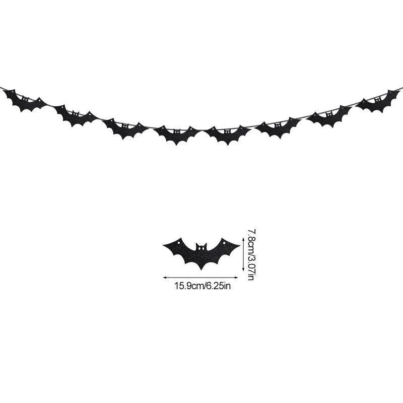 2.4m Halloween Hanging Garland Bat Ghosts Spider Pattern Paper Banner Happy Halloween Decorations Home Supplies