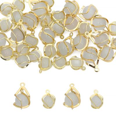 Perline rotonde in pietra occhio di gatto in rame, pendenti con ciondoli alla moda per orecchini, collane, accessori per la creazione di gioielli fai da te