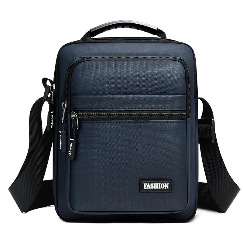 Contemporary Men's Handbag - Refined Oxford Shoulder Bag with Organizational Pockets