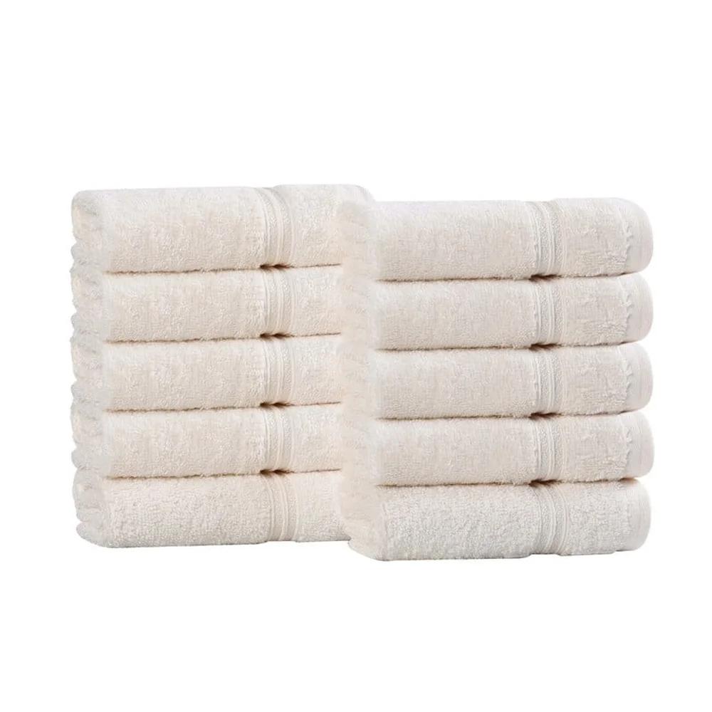 Premium Egyptian Cotton Face Towel Set 10 Soft Absorbent Washcloths Ideal Home Spa Quick Dry Durable Design