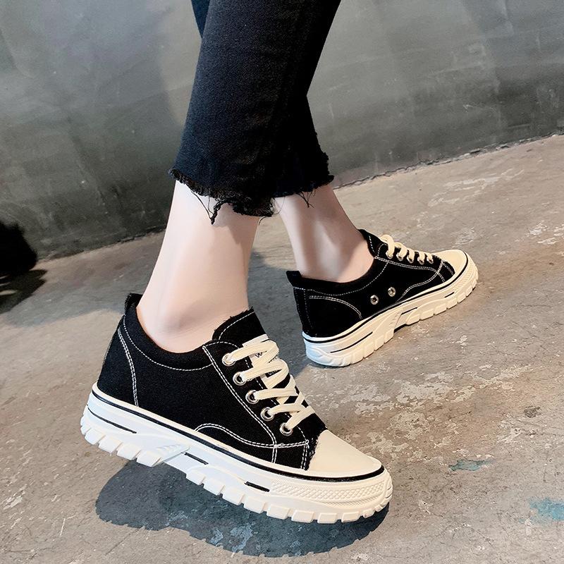 Platform Canvas Shoes Women's 2025 New Spring and Summer Breathable Student Versatile Explosive Muffin Sports and Leisure Board Shoes