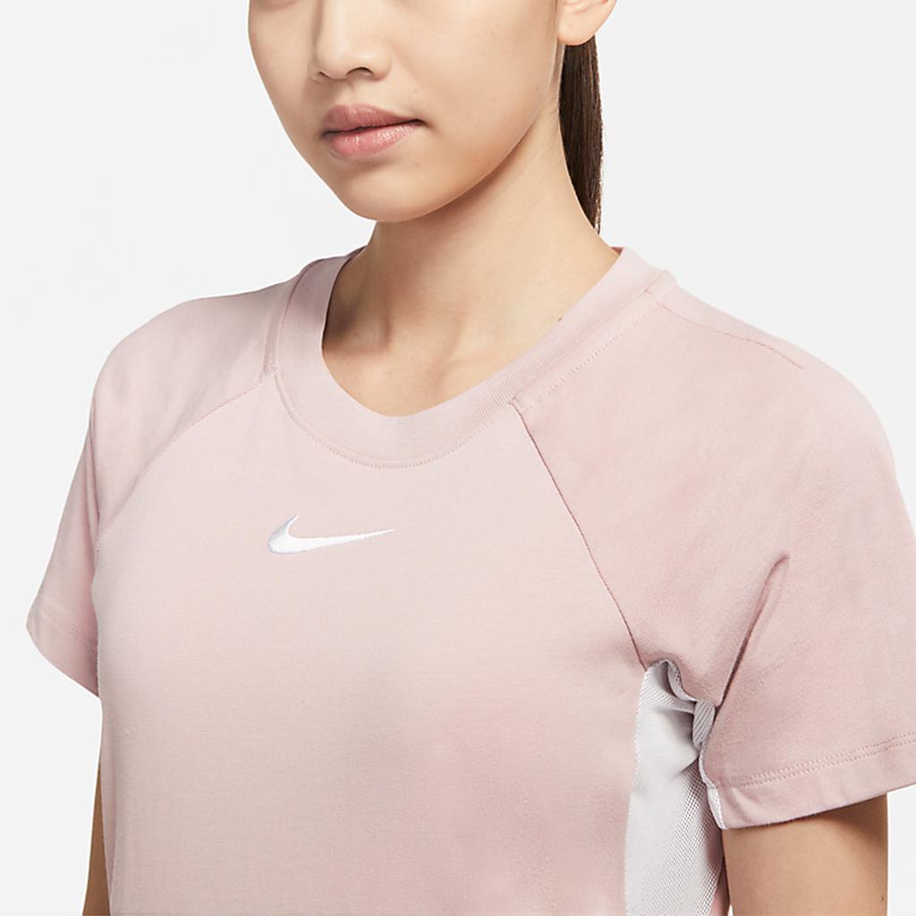 Nike Mesh Button Comfortable Sports Casual Breathable Round Neck Short Sleeve Dress Women Dress Pink DM8879-222