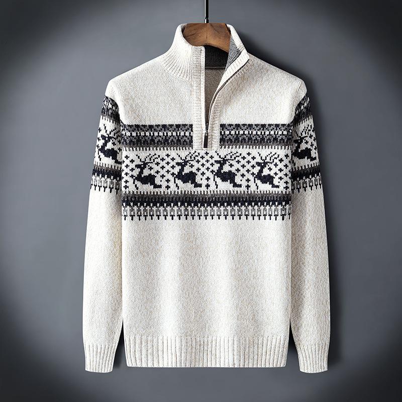 

Men s Fashionable Fleece-Lined Half-Zip Knit Cardigan Sweater for Fall and Winter L