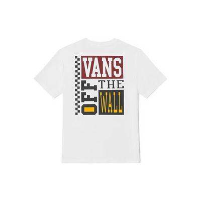 Vans Bílé tričko s potiskem písmen, americký vintage styl, volný střih, kulatý výstřih, krátký rukáv, unisex, VN00090GWHT