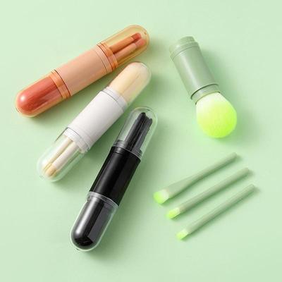 Compact 4-in-1 Makeup Brush Set: Portable Eye Shadow, Super Soft Blush, Beauty Tools