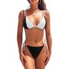 CHARMLEAKS Damski strój kąpielowy bikini Trójkątny sznurek Kolorowy blok Seksowne dwuczęściowe kostiumy kąpielowe z dekoltem w kształcie litery V