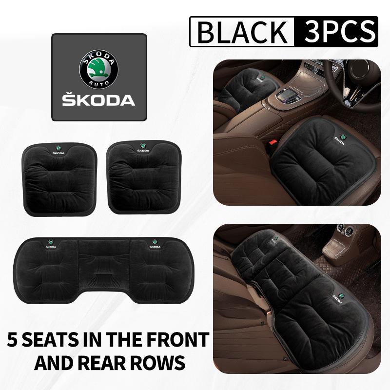 OENU7 For Skoda Flannel Warm Car Seat Anti Slip Cover Chair Front Rear Cushion Pad Octavia Superb RAPID FABIA KAMIQ KAROQ KODIAQ YETI