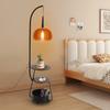 Vintage Industrial Floor Lamp, Modern Standing Light with 2 Trays & 1 Storage Bin, 110V for Living Room, Reading Corner Lamp