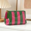 Pvc Striped Cosmetic Bag Makeup Bag With Fringe And Zipper Waterproof Travel Toiletry Bag Makeup Brush Case