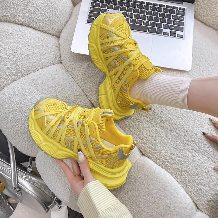 Breathable Lace-up Niche Mesh Sneakers Spring and Summer Versatile New Dad Shoes Street Style Round Head Fashion Casual Shoes