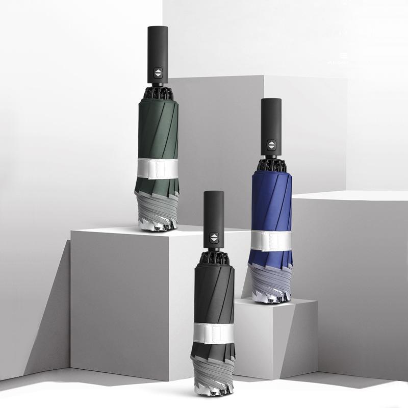Creative 10 Bone Vinyl Automatic Car Reverse Umbrella Hemming Reflective Umbrella Can Be Added