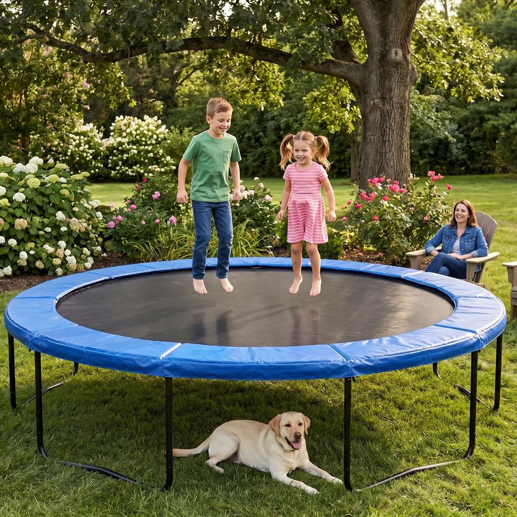 Trampoline Safety Pad Mat 12FT PVC Water Proof Trampoline Padding Spring Cover Round Frame Pad for Replacement Blue