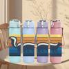 1PC Retro Skunk Sunset Pattern 750ml Color Plastic Sports Water Bottle Leakproof Flip Straw Lid Suitable for Sports Office Home Use