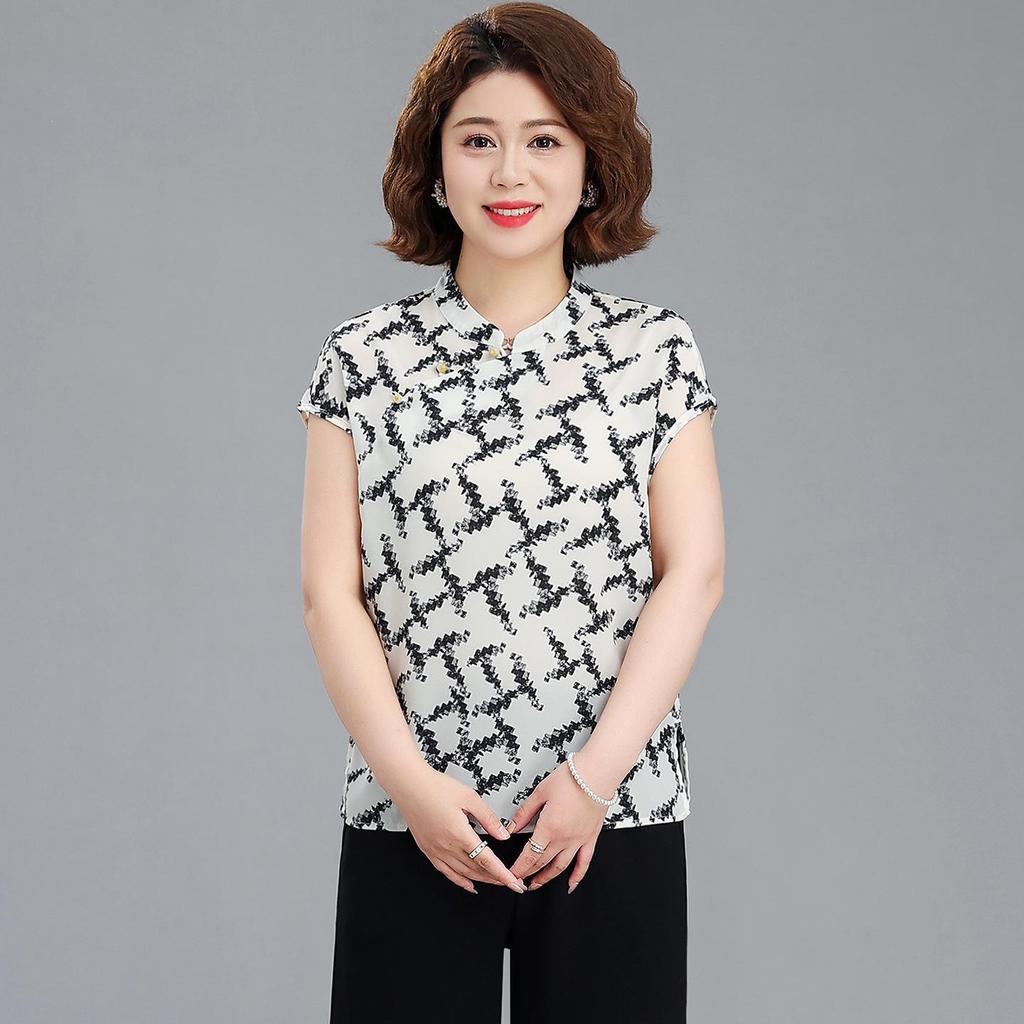 2026 Stylish Printed Short-Sleeve Top for Middle-Aged and Elderly Women - Loose, Slimming, Versatile.