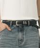 MINAV Western Buckle Leather Belt [Black]