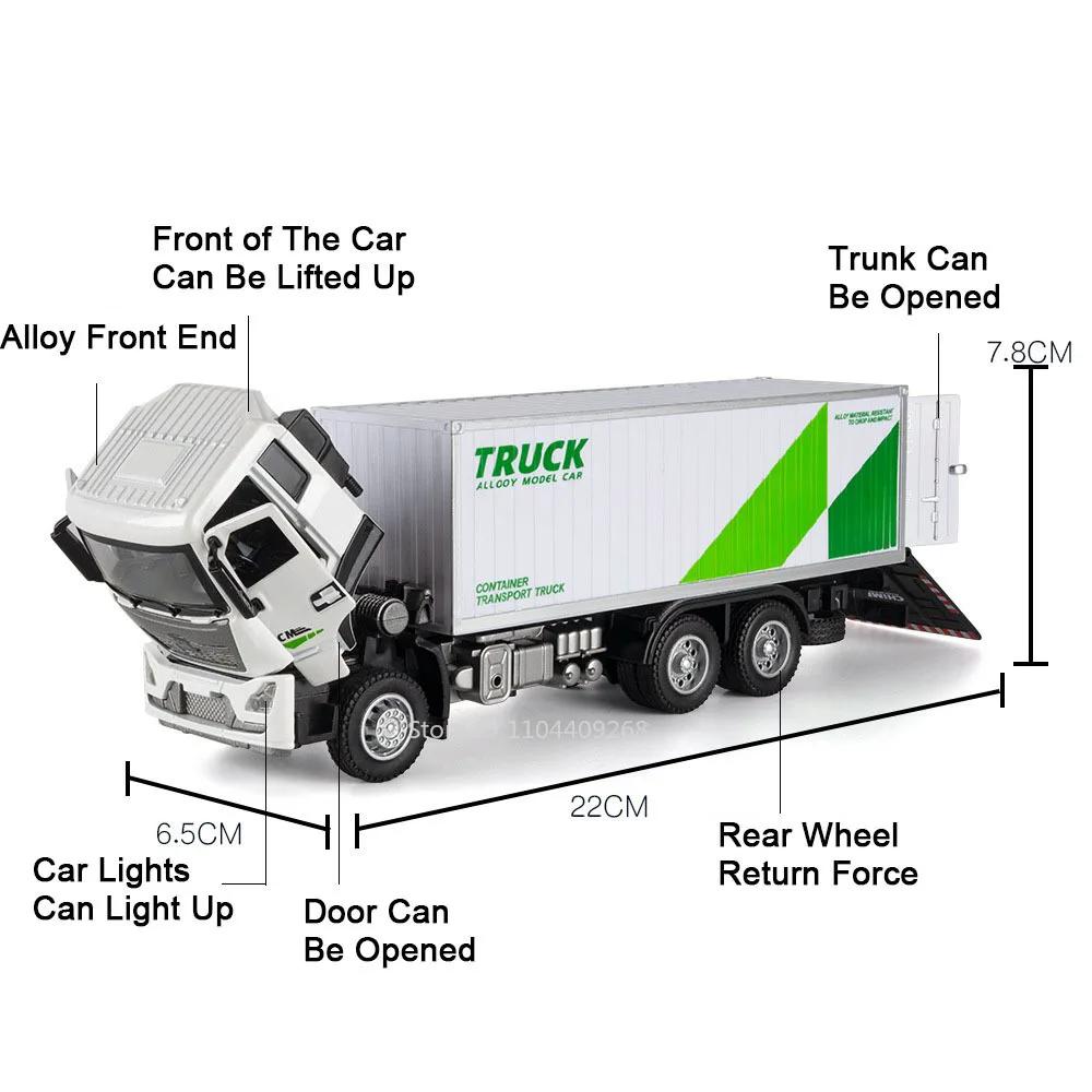 1:32 Cement Pump Truck Container Transport Car Model Toy Sound Light Doors Opened Engineering Vehicle Models Kids Toys Gifts