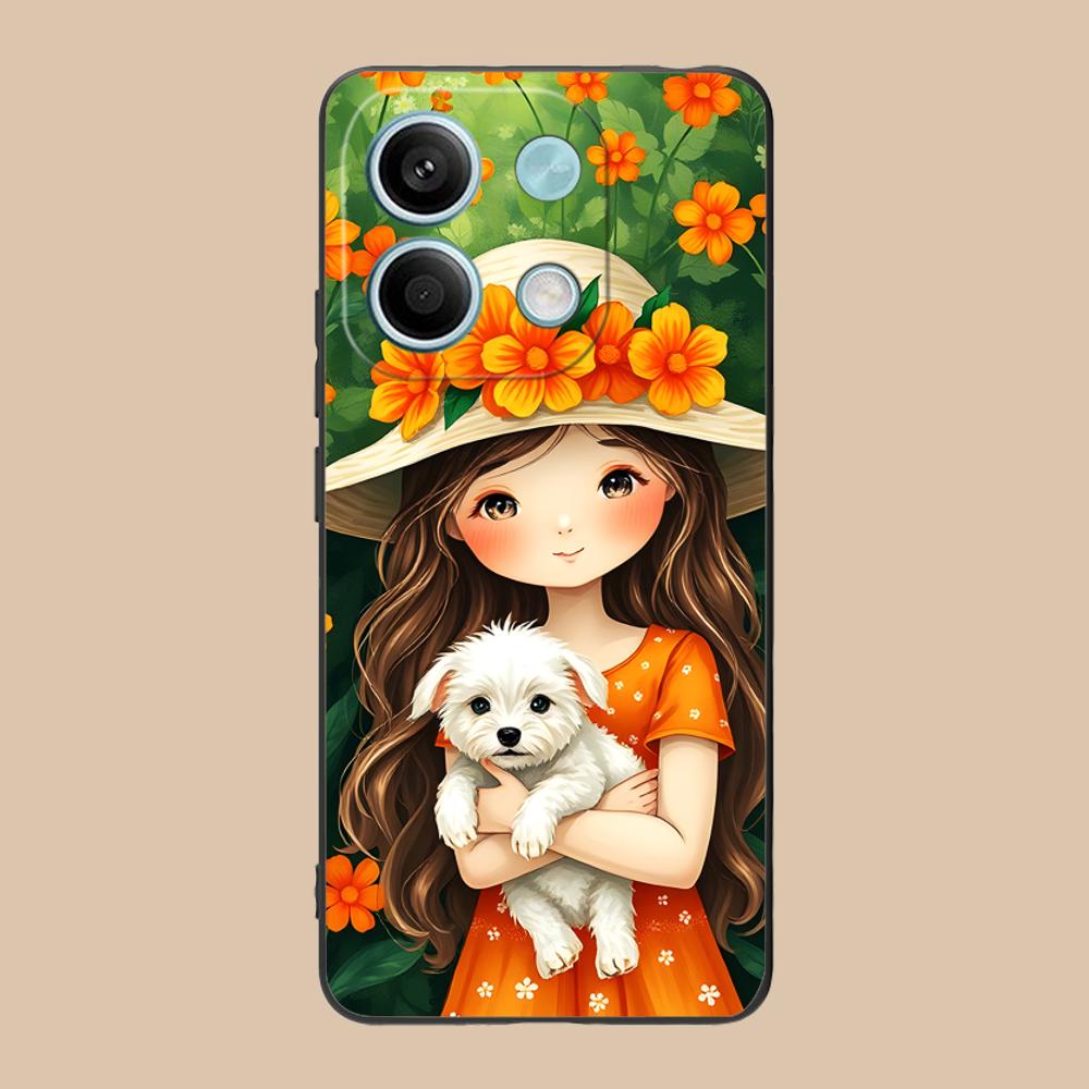 Girl Dog Puppy Matte TPU Mobile Phone Case for Xiaomi 15 14 13 12 Mi 11 T Ultra Lite Pro S X 5G Colorful Printing Cover