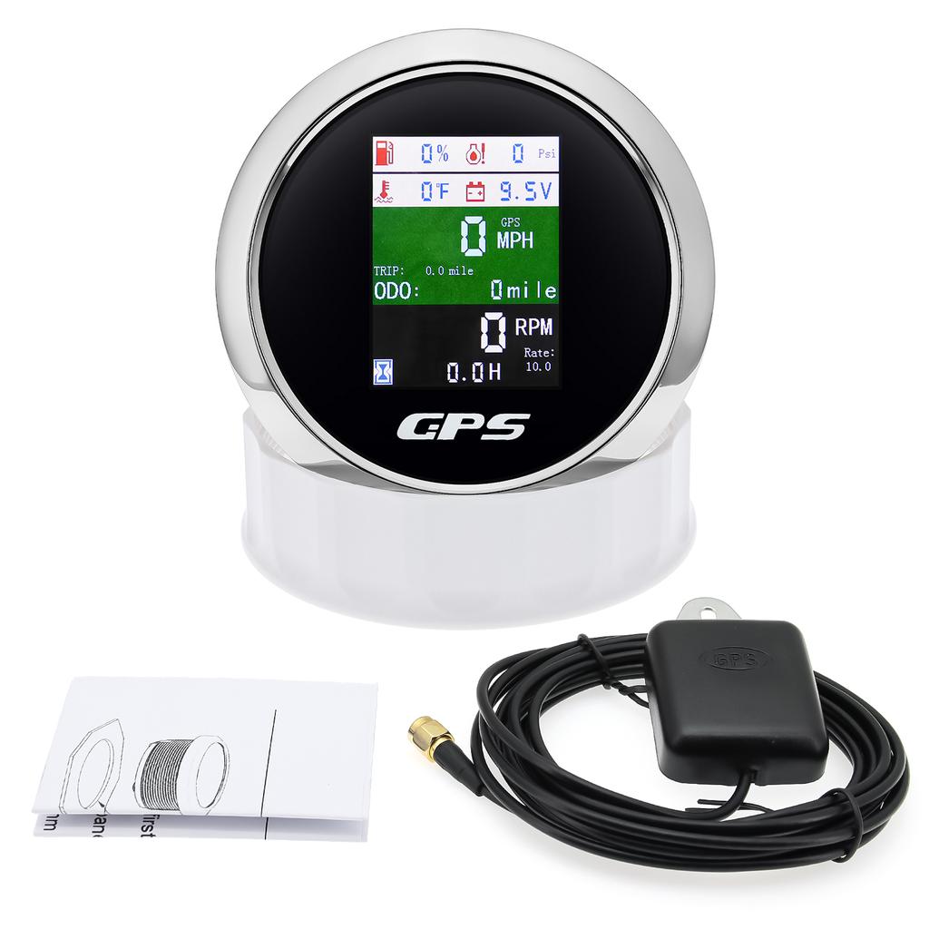 85mm GPS Speedometer Tachometer Water Temp Fuel Level Oil Press Voltmeter Odometer With GPS Antenna For Boat Car Speed Meter