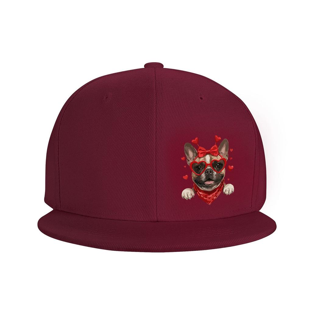 French Bulldog Valentine Love Dog Baseball Cap Adjustable Snapback Hat for Adults