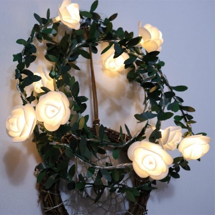 10/20/40 LED Simulation Cane Rose Flower String Lights Fairy Lights Home Party Decoration