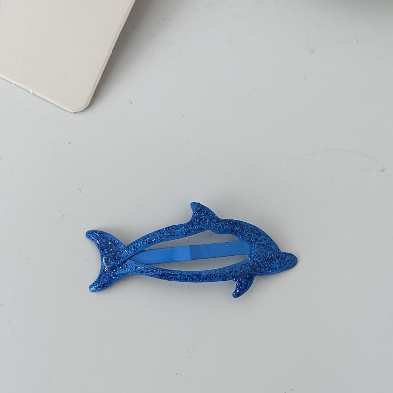 Colorful Snap Clip Girls Kid Hairpins Glitter Metal Hair Clip Dolphin with Glitter Handmade Hairpins Snap Hairpins