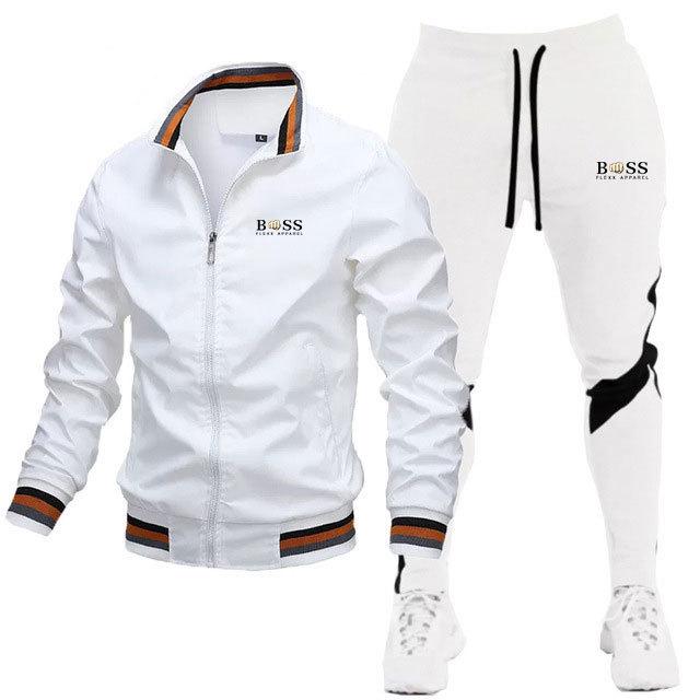 

2023 Men s Casual Spliced Bomber Jacket and Pants Set 2XL