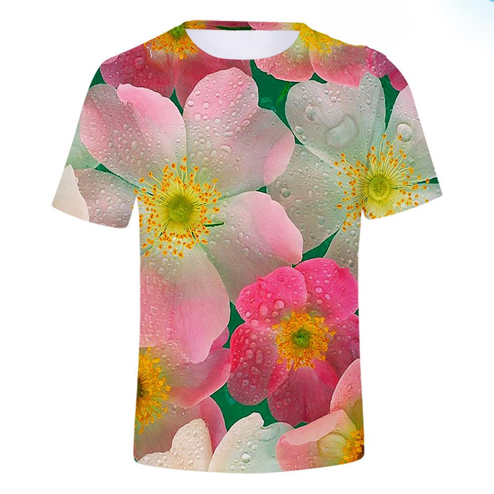Rose Flower T-Shirts Floral 3D Print Men Women Hip Hop O-Neck Short Sleeve T Shirt Oversized Harajuku Y2k Tops Tees Kid Clothing