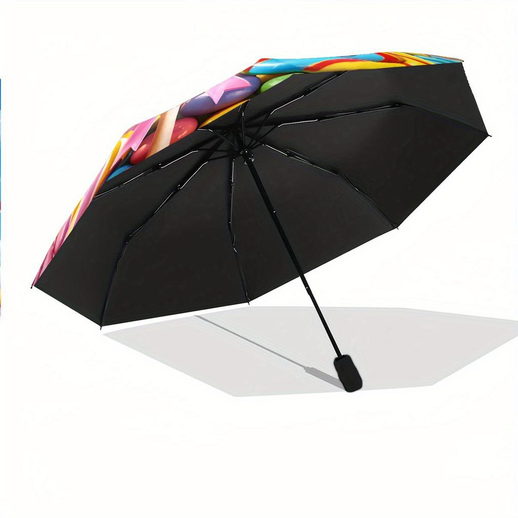 Folding umbrella Colorful lollipops in a vibrant candy field Creative portable folding umbrella, suitable  holiday gifts.