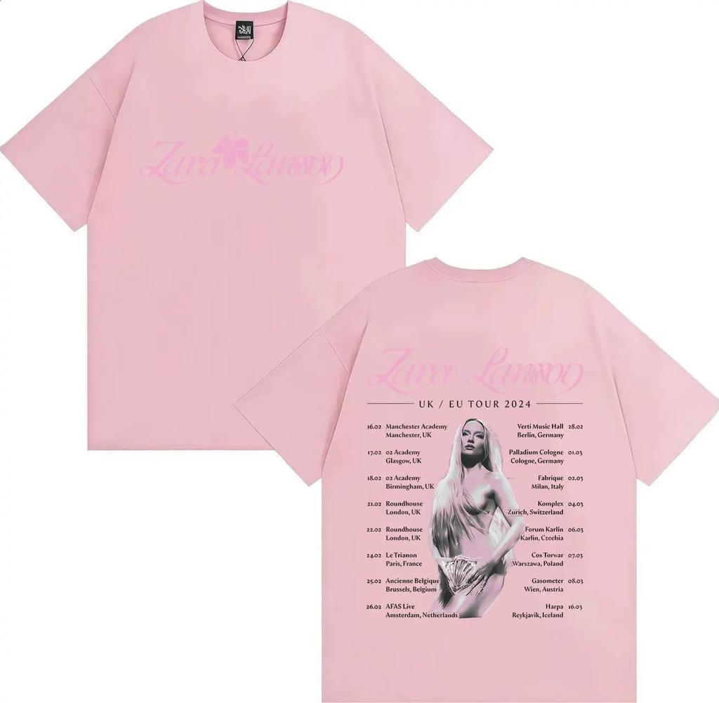 Zara Larsson Midnight Sun Global Tour Maglietta Mercah Uomo Donna Poster Album Stampa Grafica Magliette in Cotone Collo Ampio Top Oversize