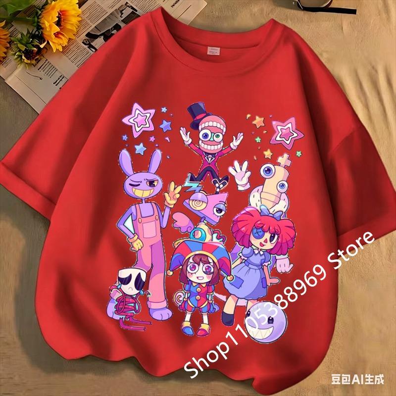 2026 Cute Pomni T-Shirts Children The Amazing Digital Circus Short Sleeve Casual Fashion Printed Boys Girls Tops Spring Summer