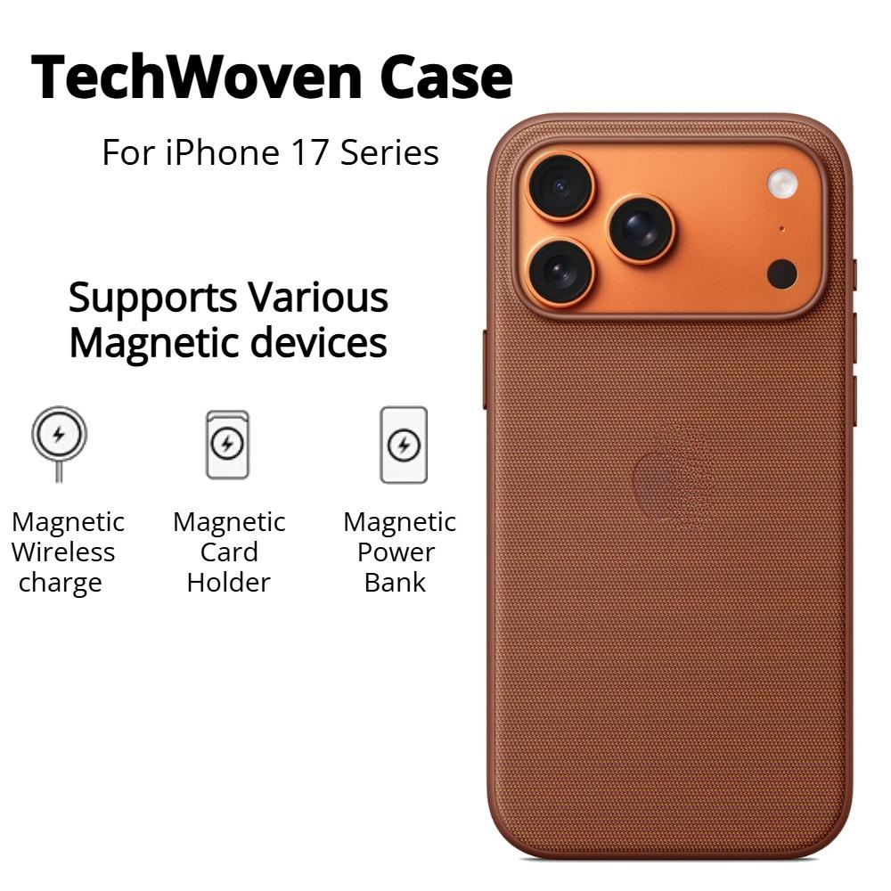 Magsafe Original Apple Techwoven Magnetische Hülle Für iPhone 17Pro Max Hüllen Kabelloses Laden Vollständiges Logo Schutz 17Pro Hülle