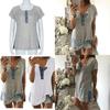 Elegante Blusa Casual para Mujer de Manga Corta Holgada con Detalle de Botón