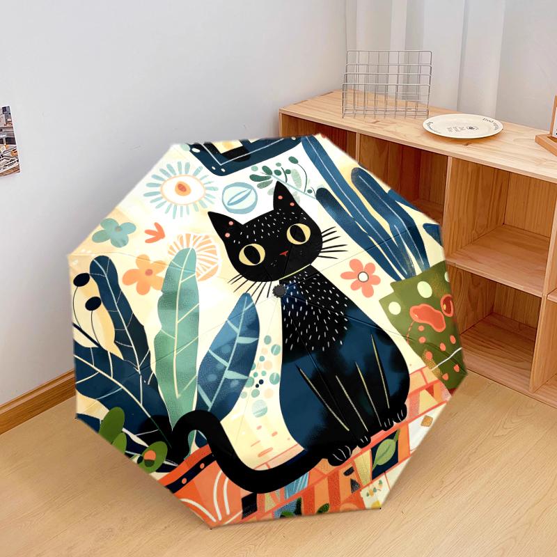 1 PC Automatic Folding Umbrella - Beautiful cat Pattern, Portable & Foldable Design with 8 Ribs, Christmas Birthday Gifts