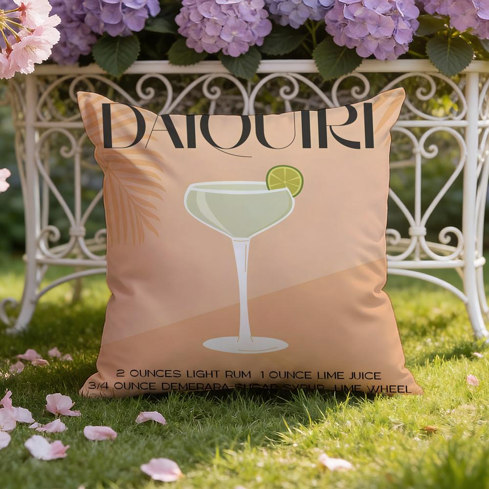 D-Daiquiri Cocktail Cushion Cover Home & Car Dual-Scene Pillow Cover: Reversible for Premium Comfort
