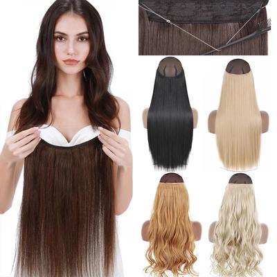 Invisible Wire No Clips In Hair Extensions Without Clips Fish Line Hairpieces Wavy Hair Extensions