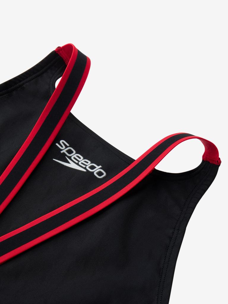 Speedo Flex Sigma New Junior Open Back Kneeskin 1 Competition Size 130 Swimsuit, Black/Red,