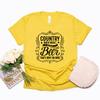 Country Musik und Bier Darum bin ich hier T-Shirt Cowboy Hemd Western T-Shirt Unisex Kurzarm Grafik T-Shirts Streetwear Tops