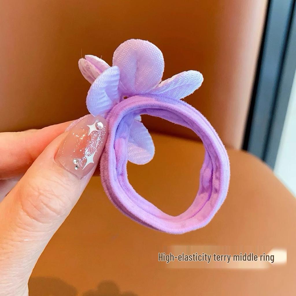 Kids' High-Elastic Flower Hair Ties - Cute, Hair-Friendly Terry Cloth Scrunchies for Girls and Babies
