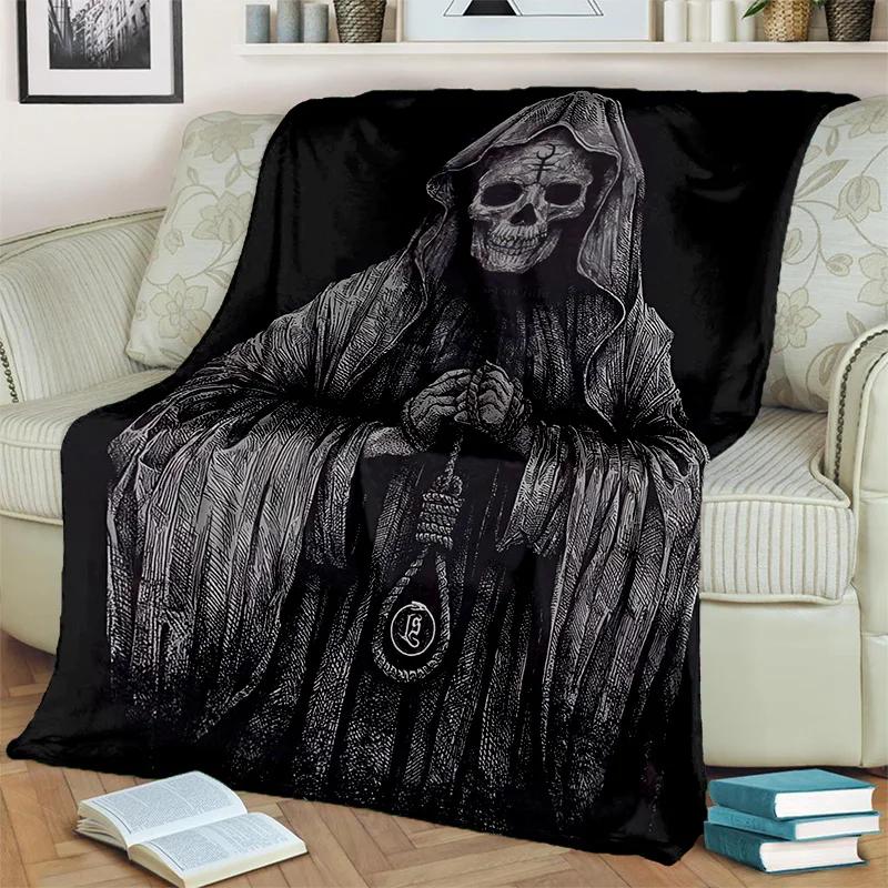 Gothic Horror Skull Ghost Cartoon Blanket Soft Throw for Home Bedroom Bed Sofa Picnic Travel Office Cover Kids