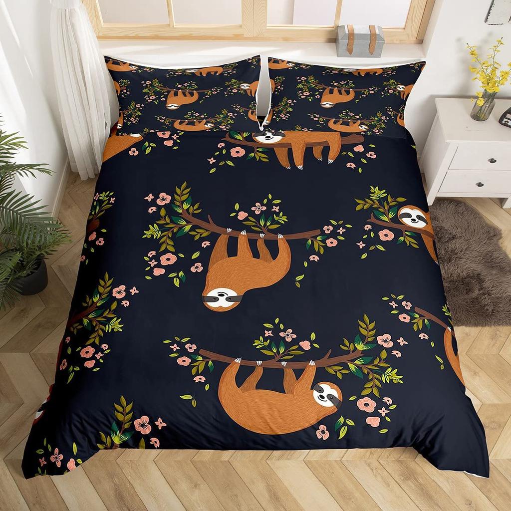 Sloth Starry Sky Duvet Set Three-Piece Children'S Room Decorative Bedding Set