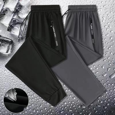 Buz İpek Pantolon Erkek Yazlık Spor Hızlı Kuruyan İnce Günlük Pantolon Esnek Düz Büyük Beden Erkek Pantolonu