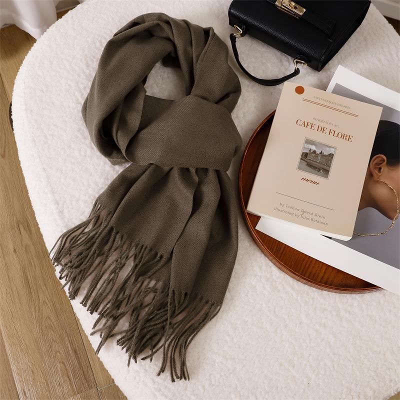 

Зимний шарф 2025 для женщин, длинные теплые кашемировые шарфы, хиджаб, однотонная женская шаль, обертывание, женская пашмина, бандана, головные платки, новинка 33x180cm